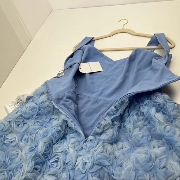 Dress the Population Melanie Sky Blue Multi Womens Size XXL Floral Appliqué NEW